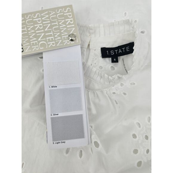 1 State White Eyelet Flutter Sleeve Top - Picture 4 of 5
